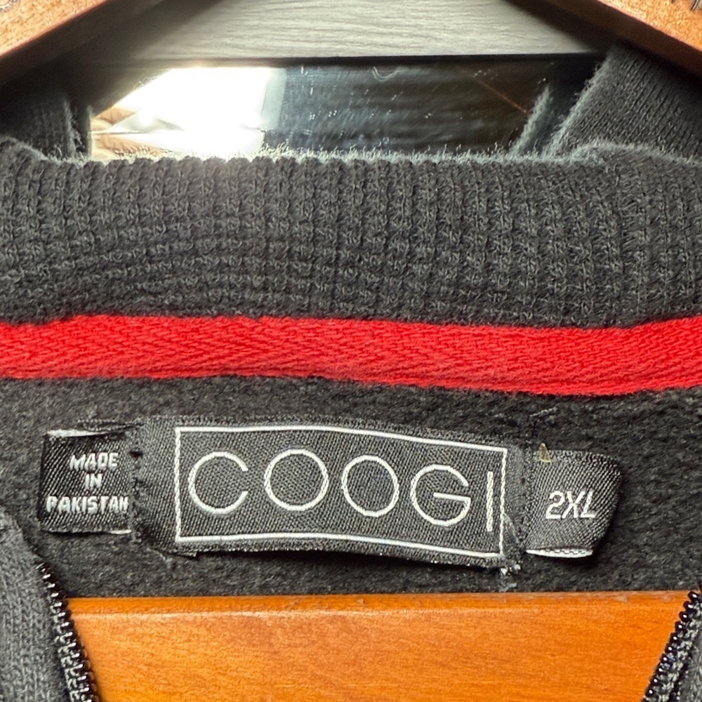 COOGI Black Zip-Up Hoodie with Embroidered Patches Size XXL Big Tall - Picture 2 of 13
